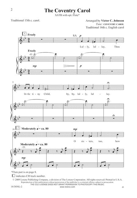 Johnson The Coventry Carol SATB with piano and opt flute