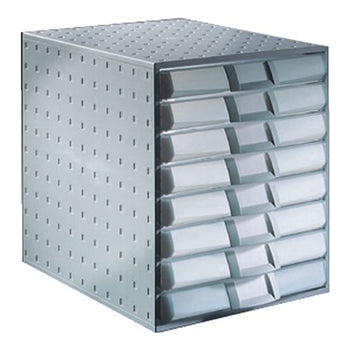 8 Drawer Tower-Label Holders Grey
