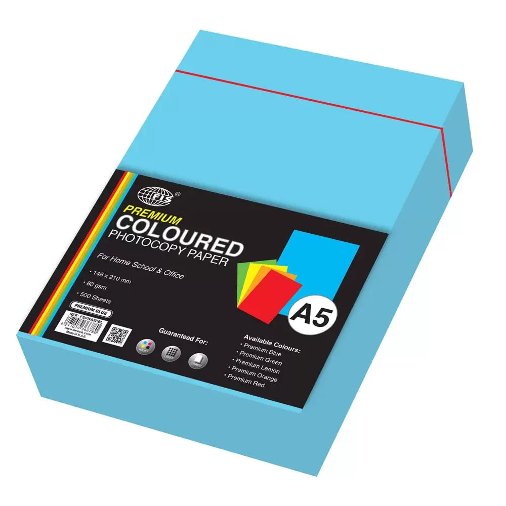 FIS® COLOR PHOTOCOPY PAPER A5 80G, PREMIUM BLUE 500 SHEETS