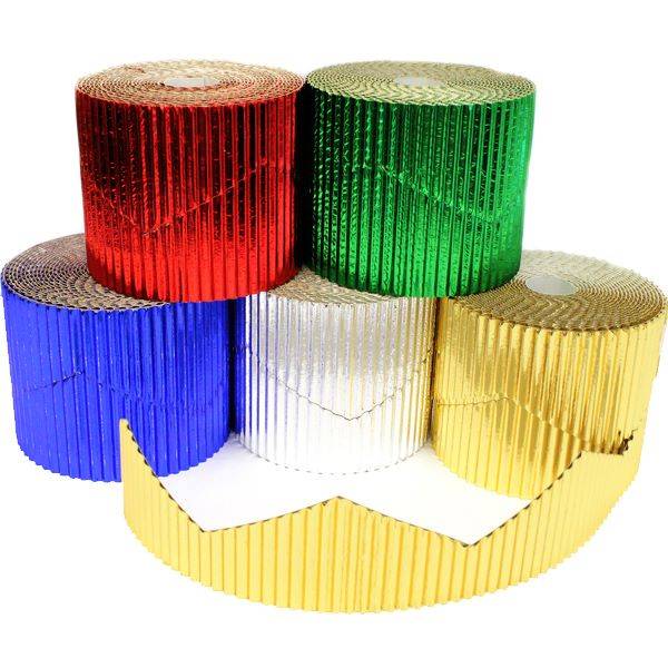 SCO CORRUGATED BORDER ROLL ZIG ZAG 57MMX10M METALLIC RED 1PC -Min Qty 1