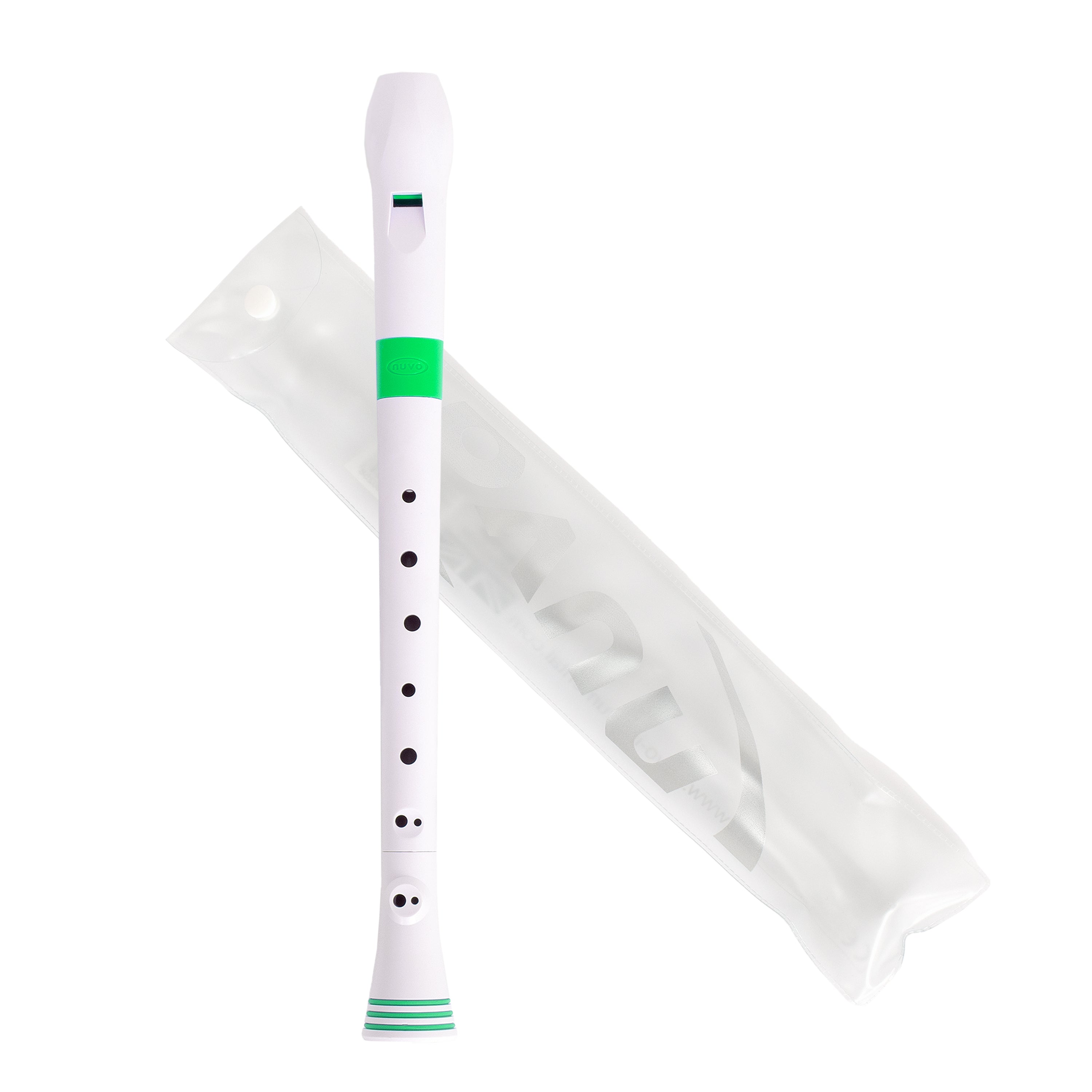 Nuvo N310 descant recorder - White with green trim