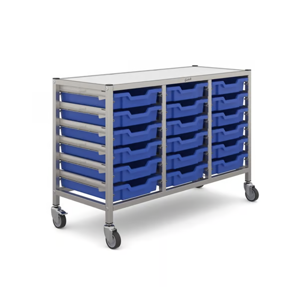 Gratnells Dynamis Treble Trolley Unit - 18 shallow trays