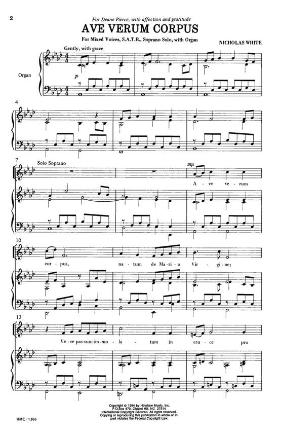 White - Ave Verum Corpus SATB & Soprano solo
