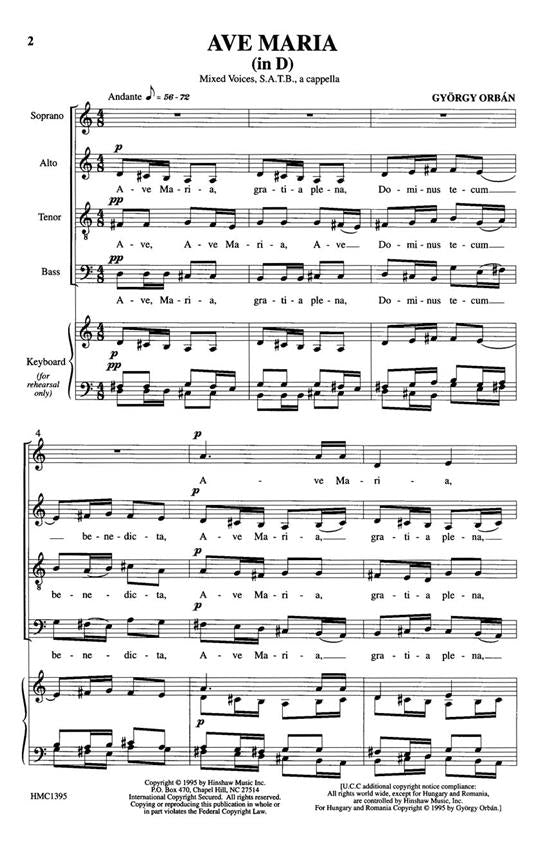 Orban - Ave Maria (In D) SATB