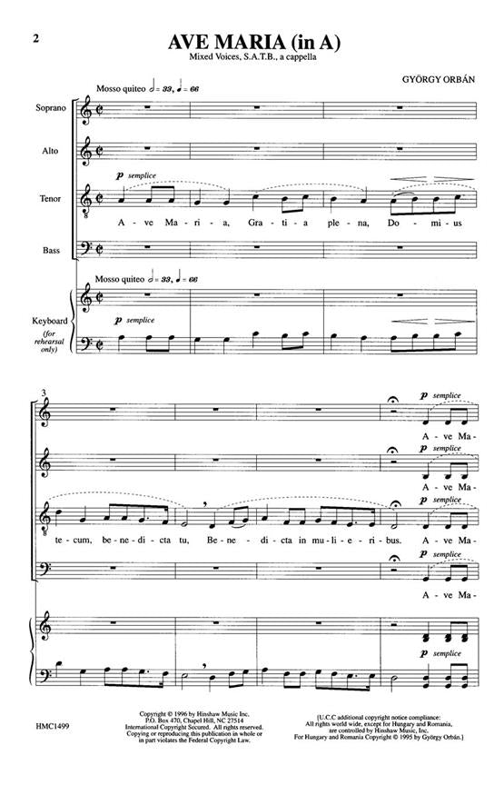 Orban - Ave Maria (In A) SATB