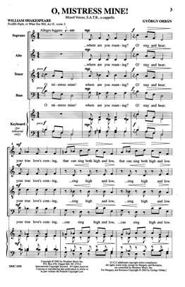 Orban - O, Mistress Mine! SATB