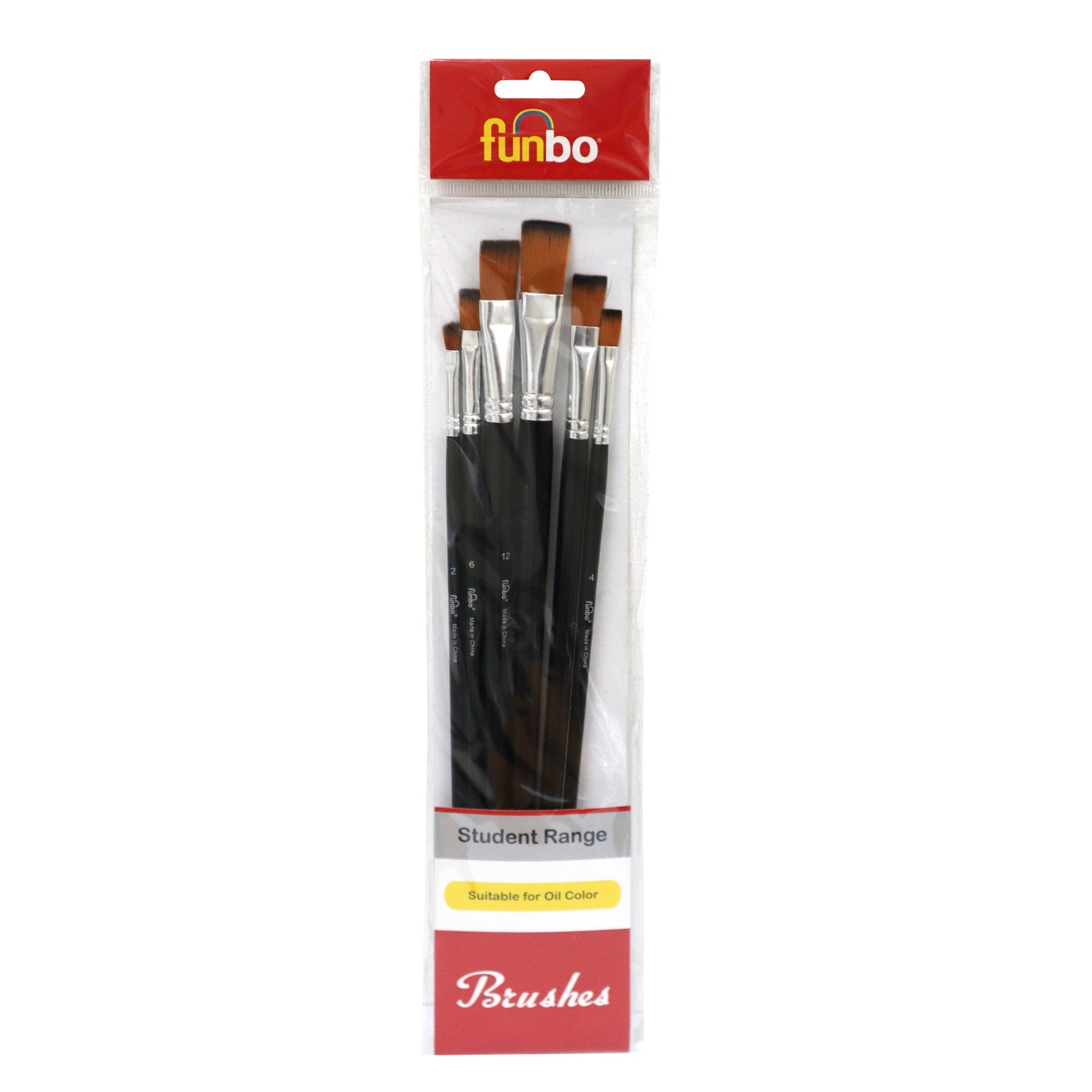 Funbo brush Oil Color Short Flat Set Number 2,4,6,8,12,14 FO-BR-OCS-FLT-06