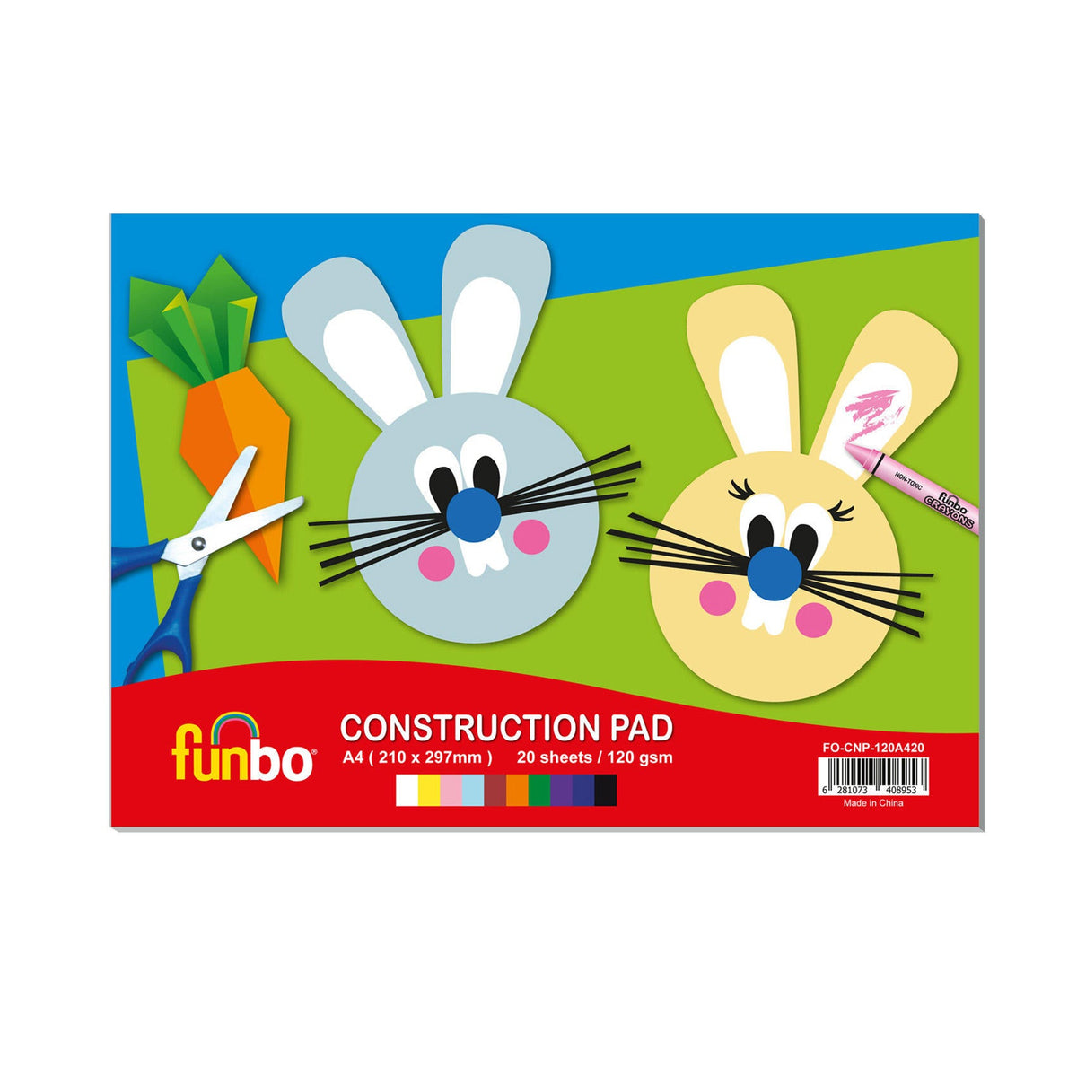Funbo Alex Funbo Construction Pad 120g, A4,20 Sheet,10 Assorted Colors FO-CNP ...