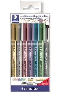Staedtler, Mettalic marker 6col+ 1 pigment liner