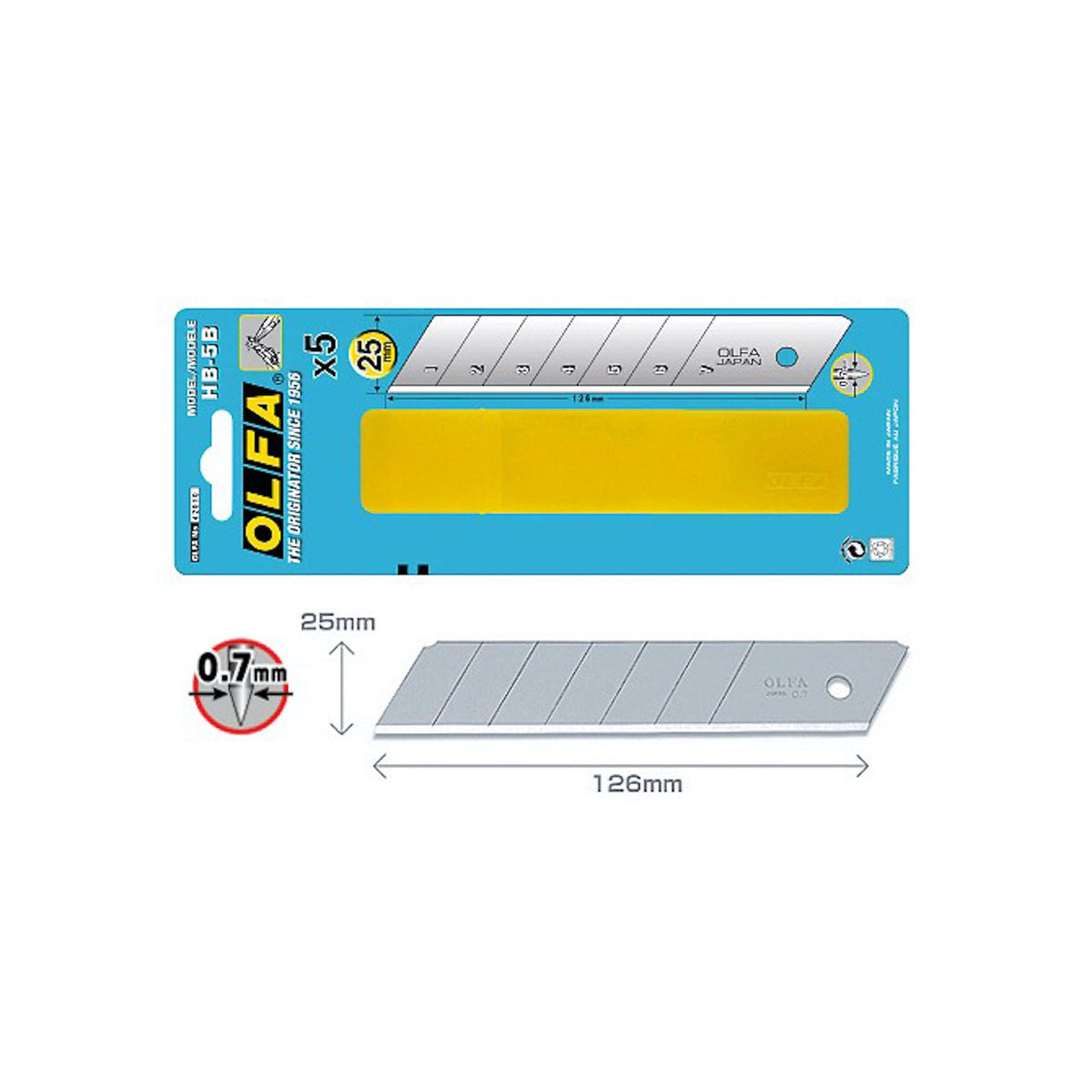 Olfa Heavy Duty Spare blades Fr H 1 Cse 5pc OL-HB-5B