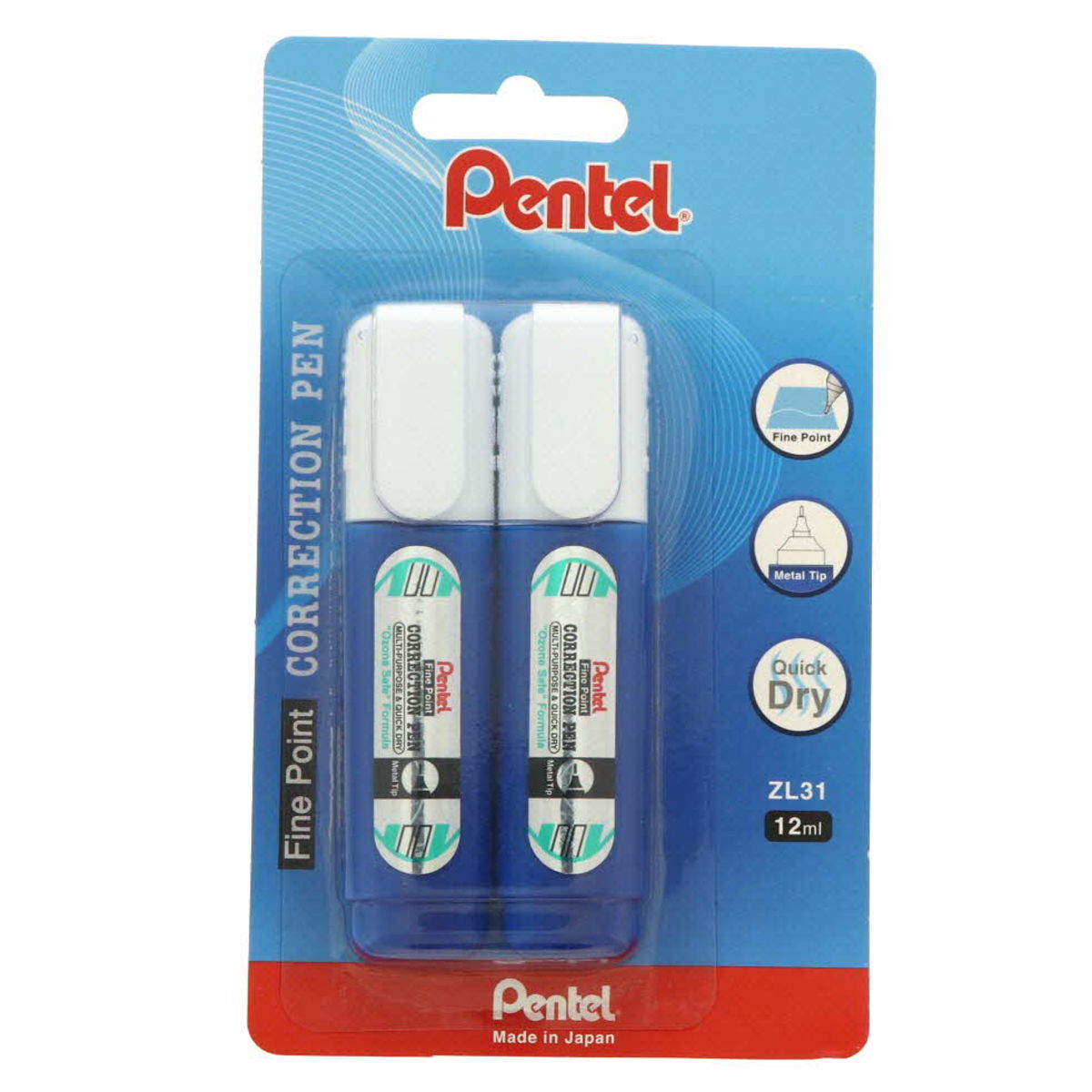 Pentel Correction Pen ZL31 12ml Bls 2 Piece PE-ZL31-BS-02