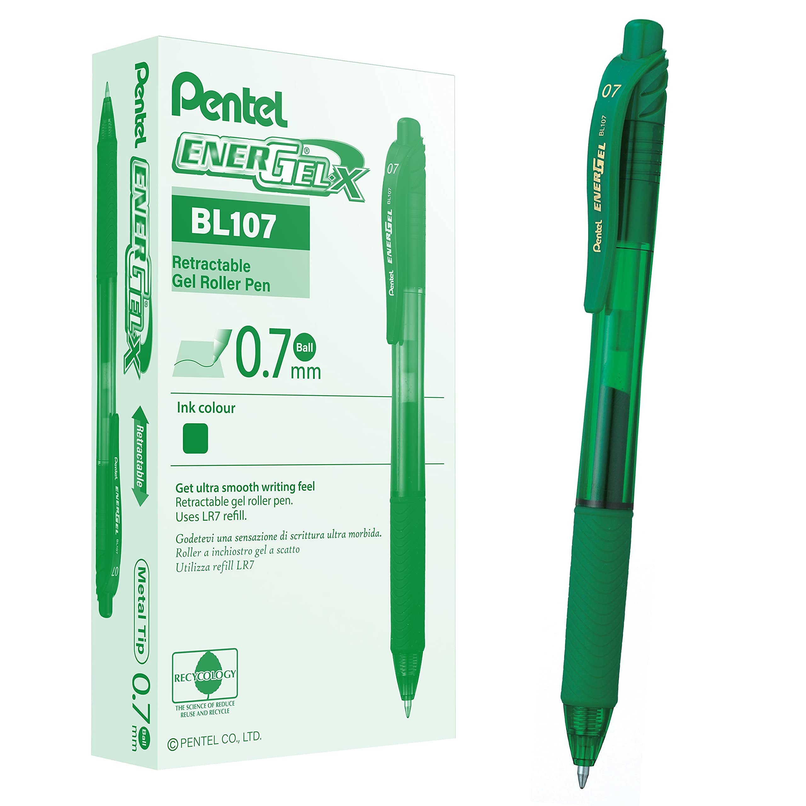 Pentel Energel-X Metal Tip 0.7 mm Green PE-BL107-DH