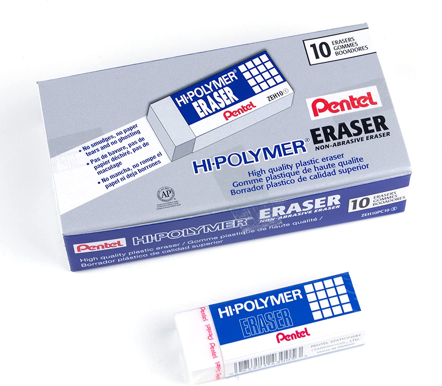 Pentel Eraser Hi-Polymer Large -10 Piece PE-ZEH-10-10