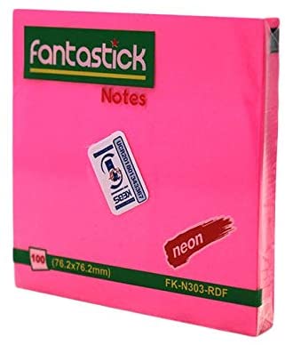 Fantastick, Stick Notes 3-"x3-" Fluor. Red