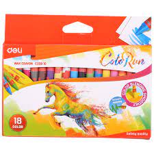 DELI WAX CRAYON 18 COLORS