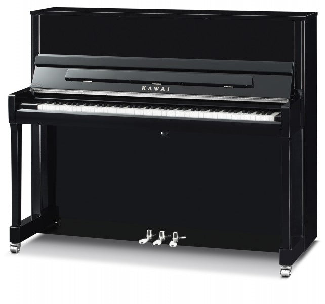 Kawai K-300 upright piano - Polished Ebony, Chrome Fittings