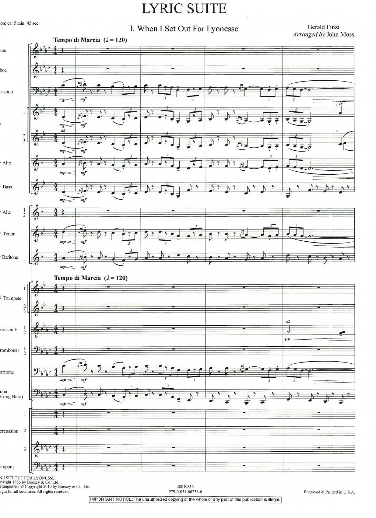 Finzi Lyric Suite for Concert Band