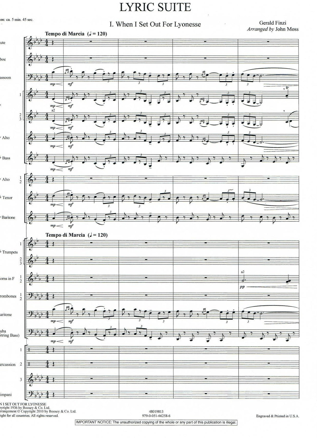 Finzi Lyric Suite for Concert Band