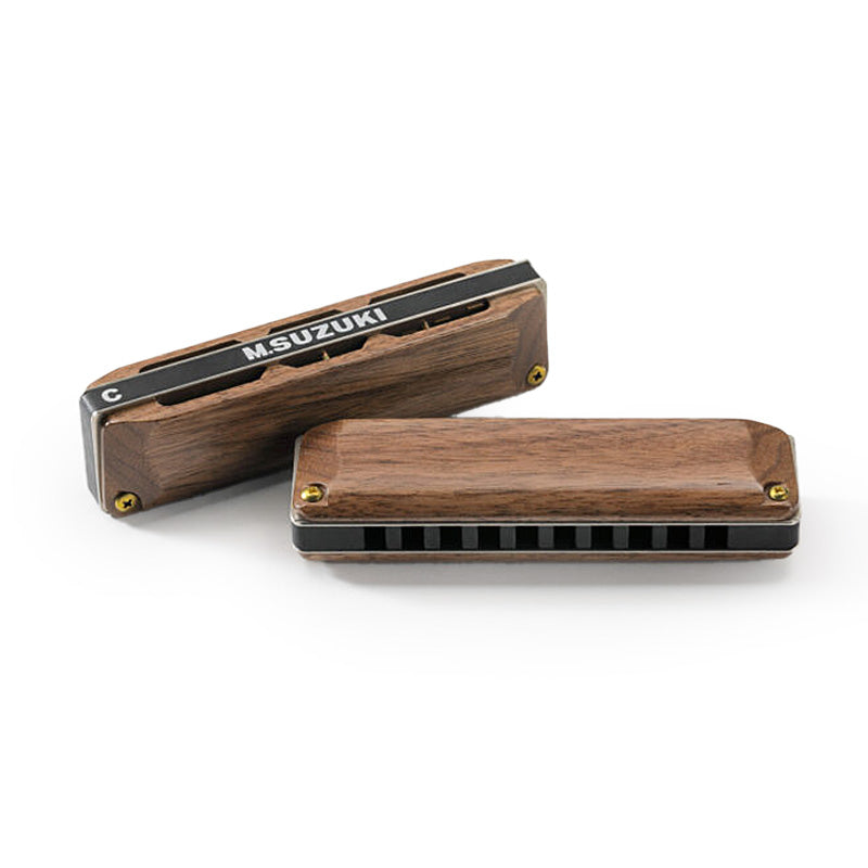 Suzuki M-20W Manji 10-hole wooden cover diatonic harmonica – E