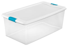 BOX STORAGE W/LATCHES 106 QT CLEAR EA