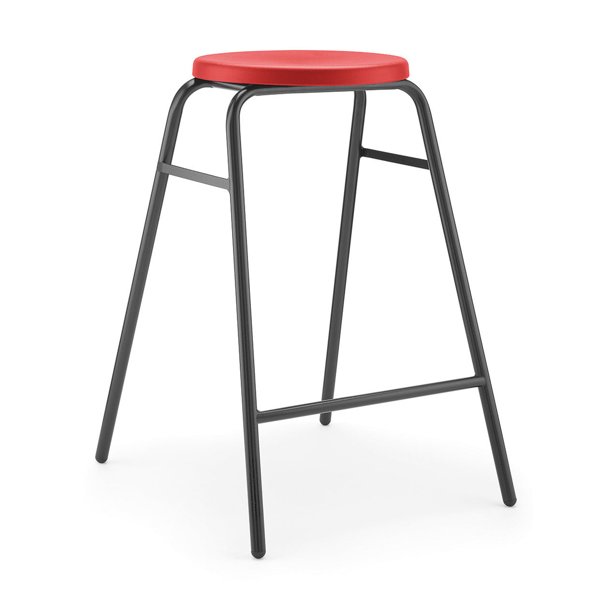 Round Stool Blk Fr 610Mm H Red