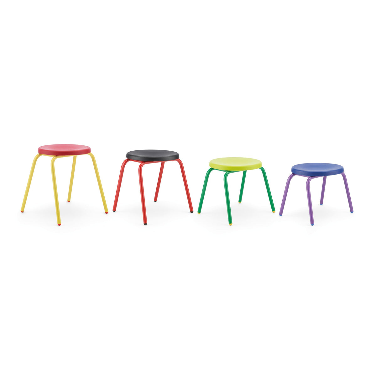 Round Stool 260Mm H Red Top/Yell Fr