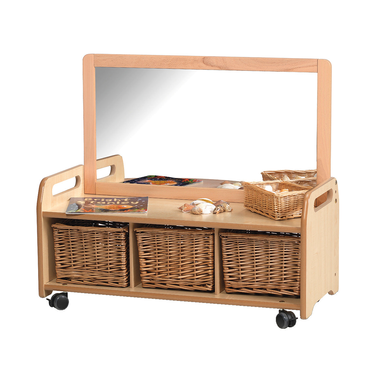 Mobile Mirro Storage +3 Clear Tubs