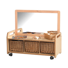 Mobile Mirro Storage +3 Clear Tubs