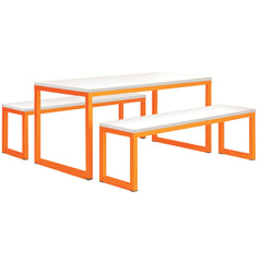 Colourful Dining Table & 2 Benches Set