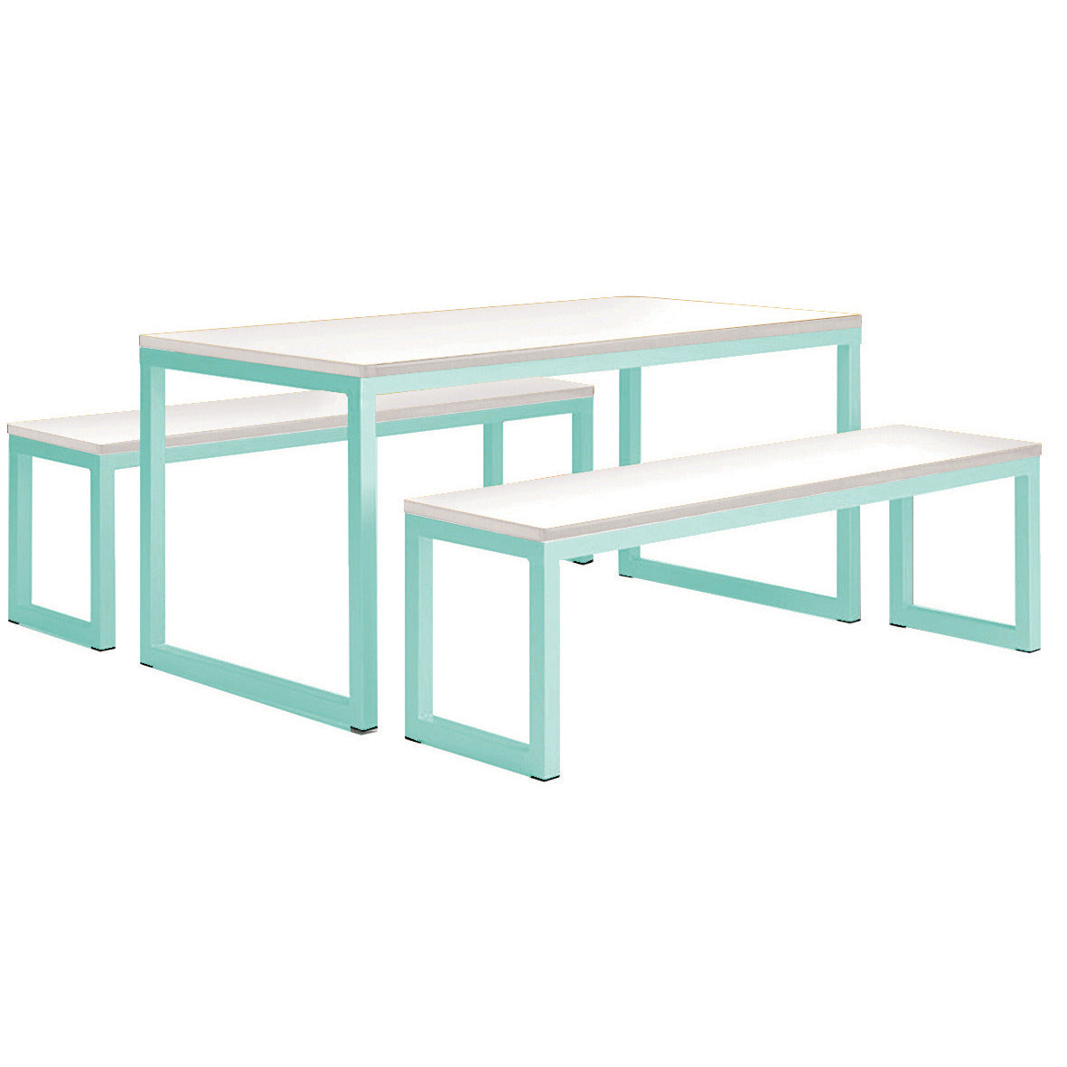 Colourful Dining Table & 2 Benches Set