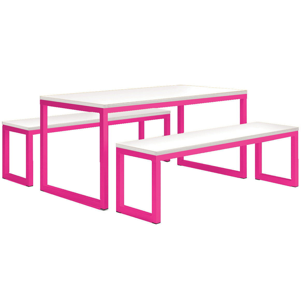 Colourful Dining Table & 2 Benches Set