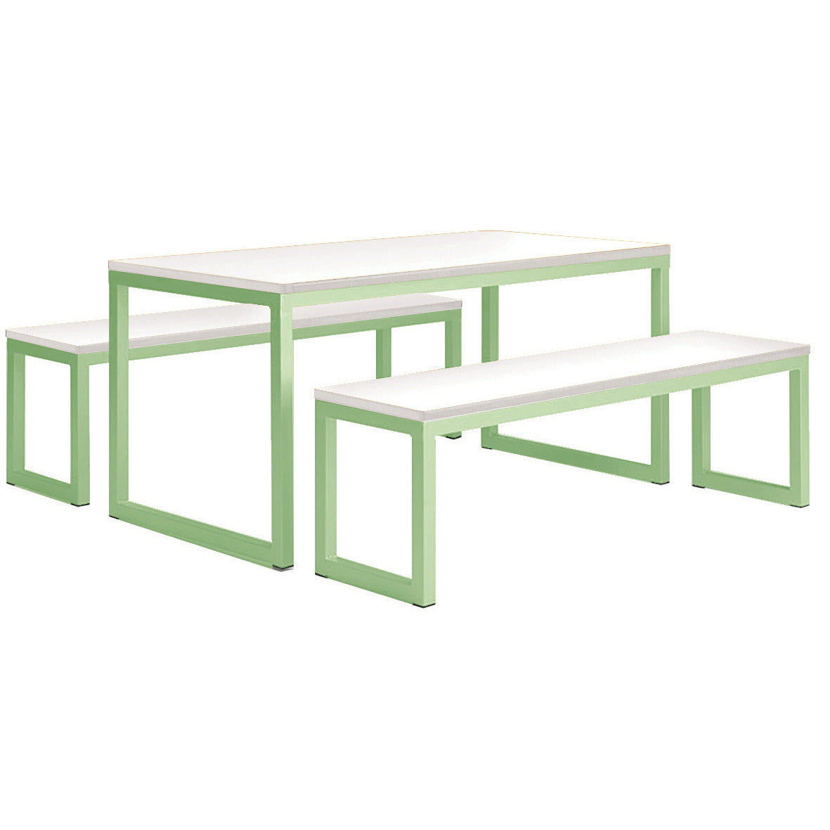 Colourful Dining Table & 2 Benches Set