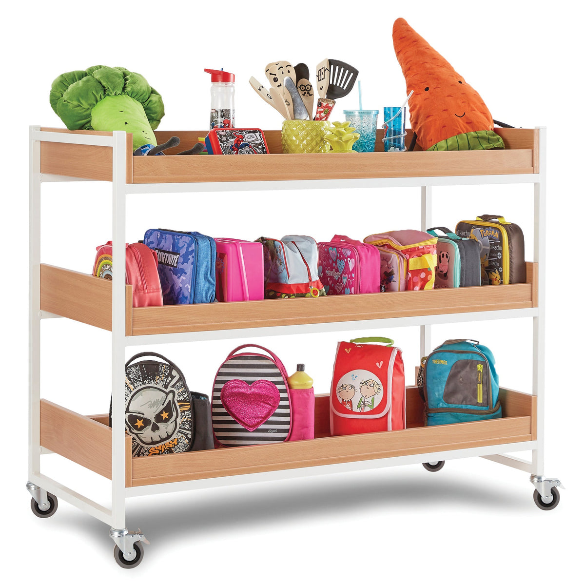 Lunchbox Trolley 60Dble Beech/White