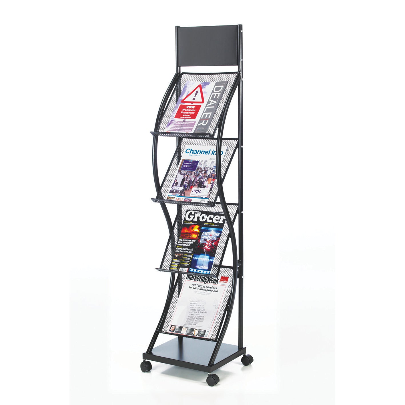 Freestanding Mesh Brochure Dispenser - Black