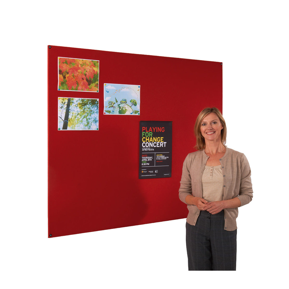 Nboard Felt Unfr 900 X 600Mm Red