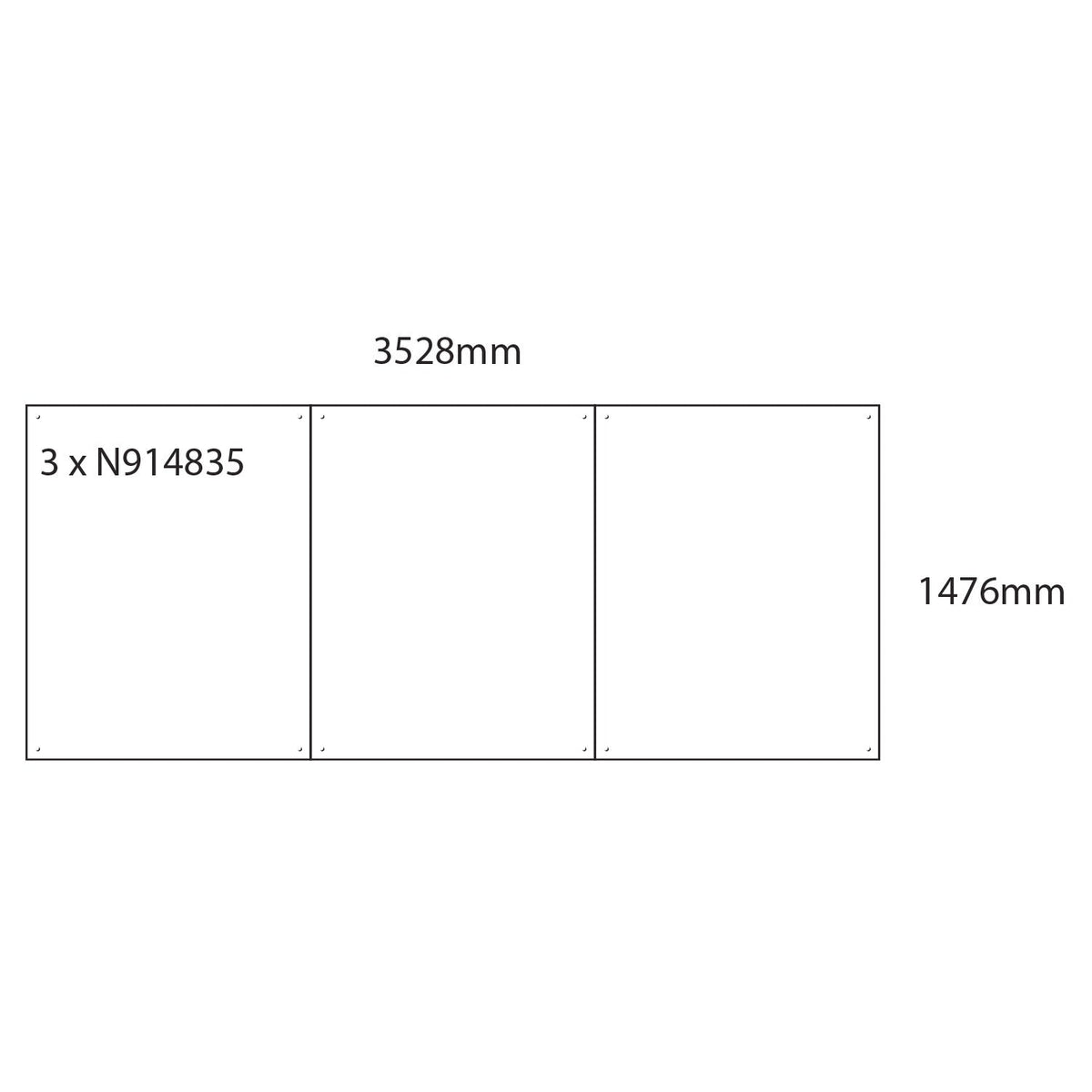 Wboard Wall N/Mag 1476 X 1776Mm Pk3