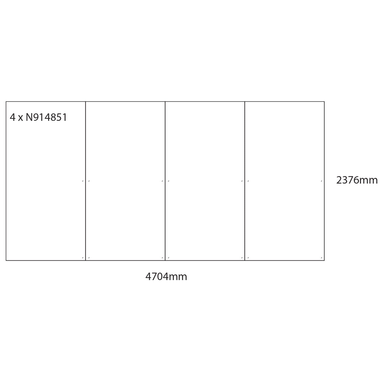 Wboard Wall N/Mag 2376 X 1176Mm Pk4