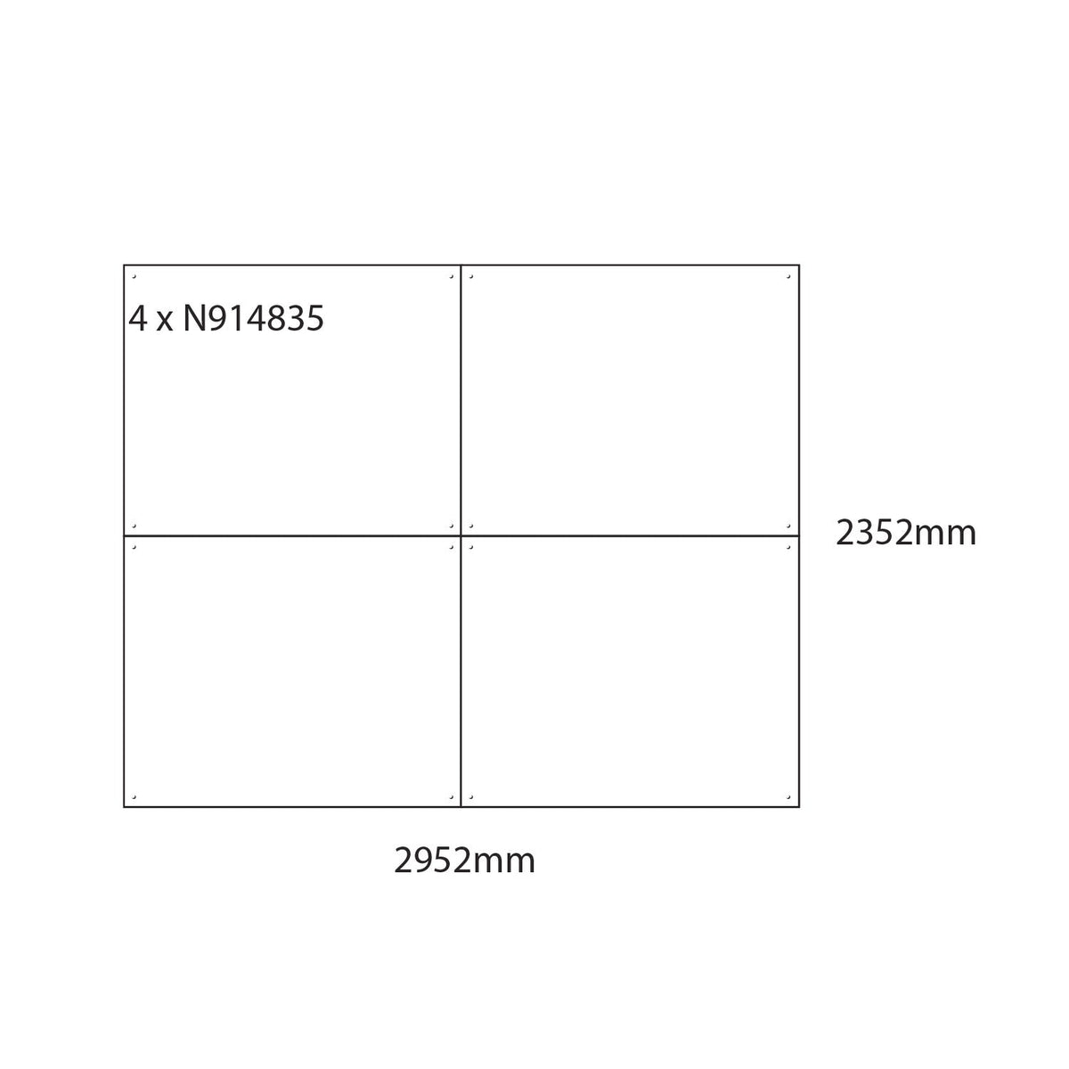 Wboard Wall N/Mag 1476 X 1176Mm Pk4