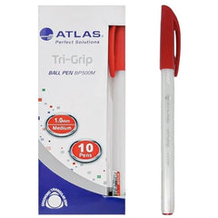 Atlas, Ball Pen Tri-Grip Med 1.0mm Bx=10 Red