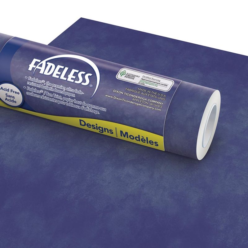PAC FADELESS COLOURS DISPLAY PAPER ROLL 1218MMX15M DESIGNS WASH NAVY 1PC -Min Qty 4