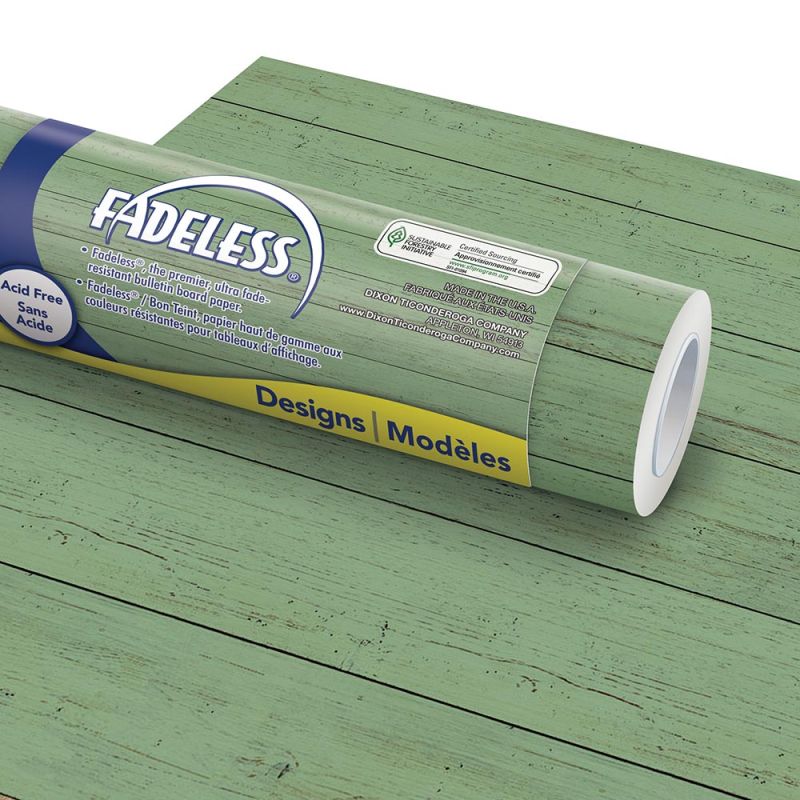 PAC FADELESS DISPLAY PAPER ROLL 1218MMX3.6M TEXTURED MINT SHIPLAP 1PC -Min Qty 4