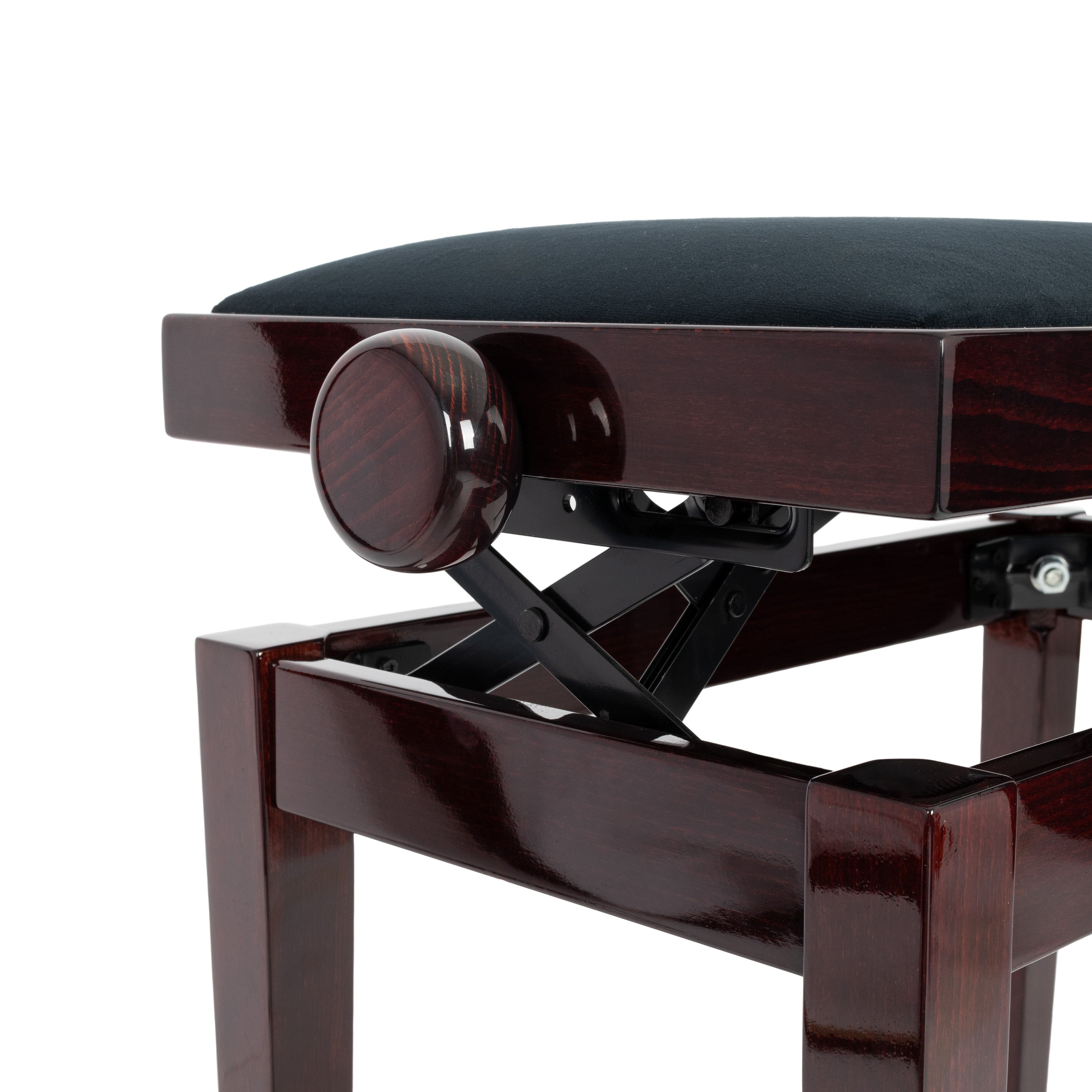 Hidrau BG27 \'Toledo\' adjustable piano stool - Mahogany gloss, black velvet