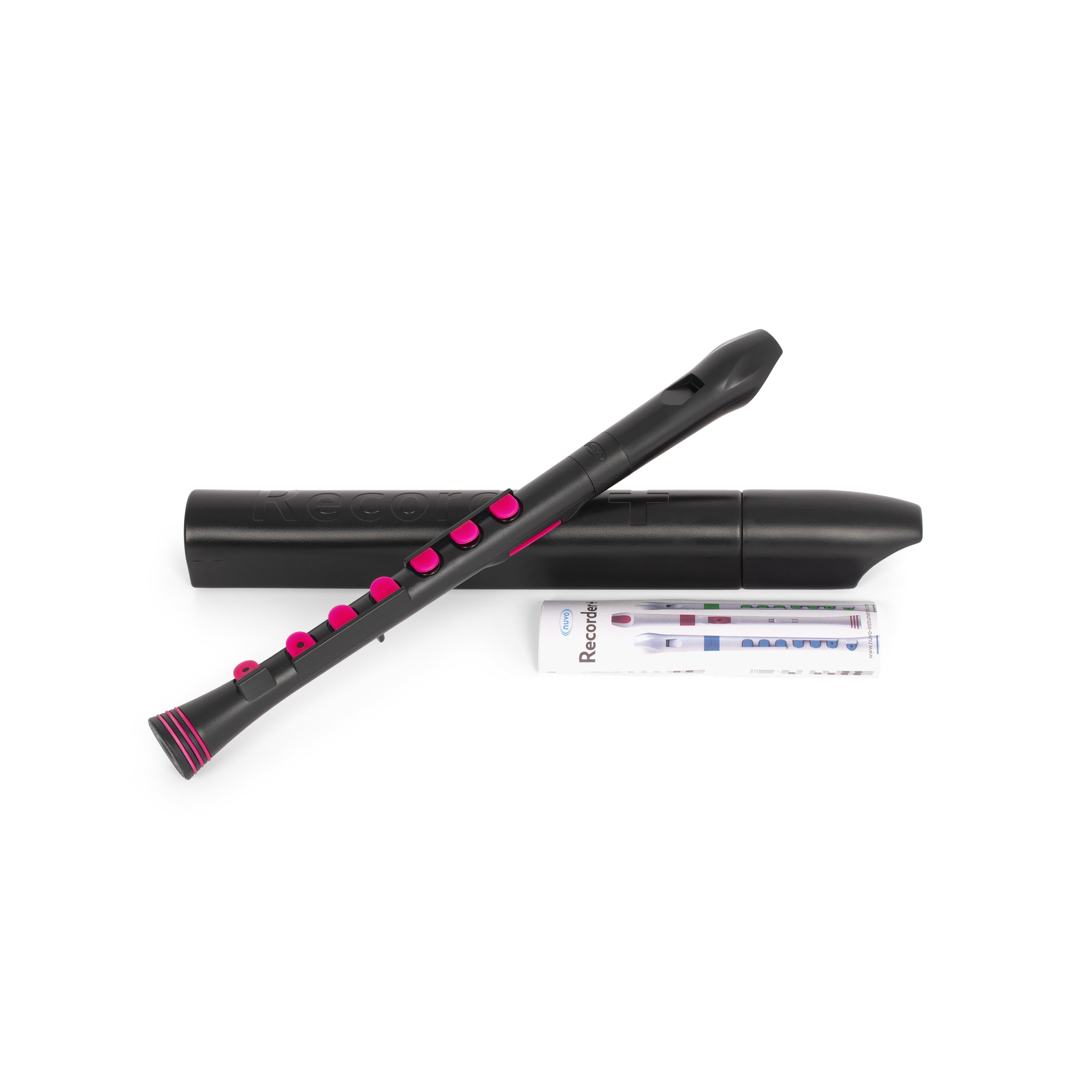 Nuvo N320 descant recorder+ - Black with pink trim