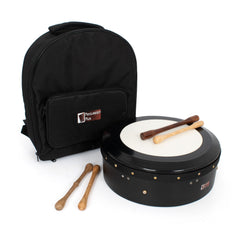 Percussion Plus black hand-tuneable bodhran with case and tippers – 14 inch
