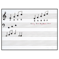 Write n Wipe pre printed music stave wall poster with pen