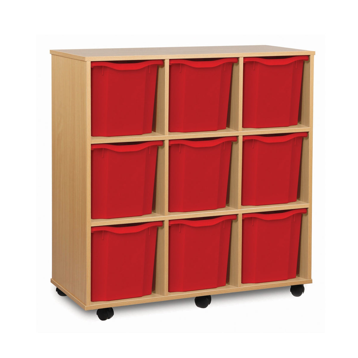 Monarch 9 quad tray storage unit (3 x 3) - Red