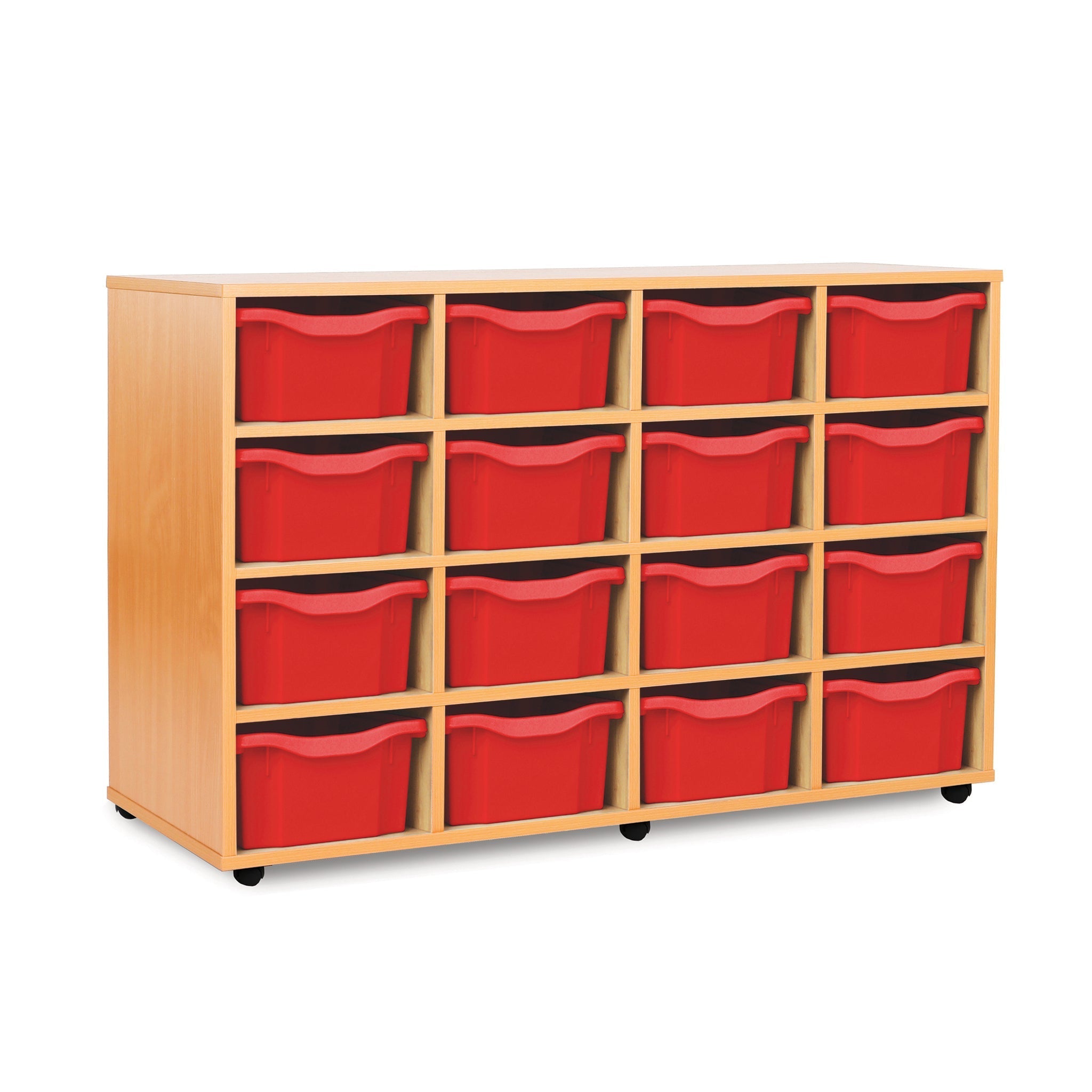 Monarch 16 double tray storage unit (4 x 4) - Red