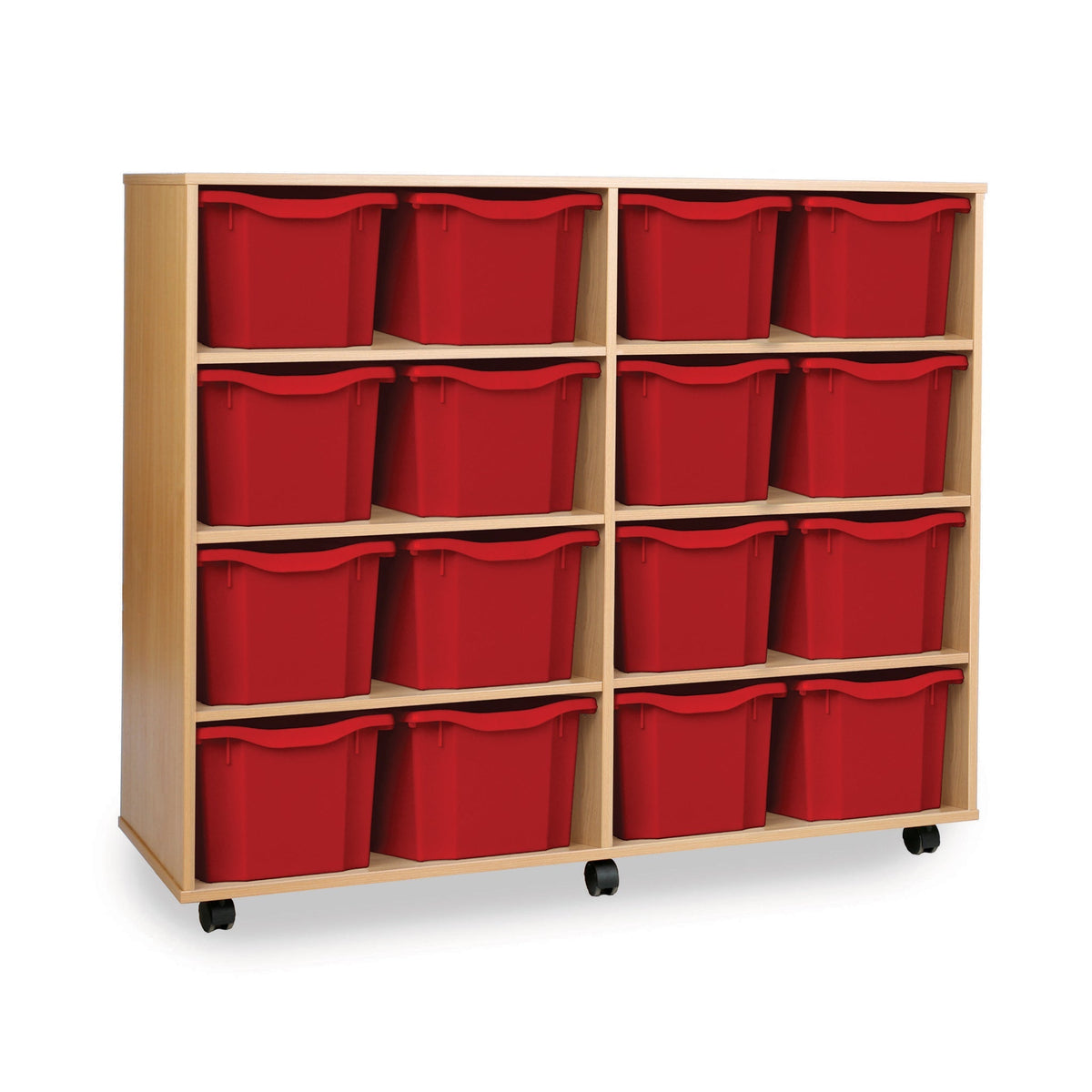 Monarch 16 triple tray storage unit (4 x 4) - Red