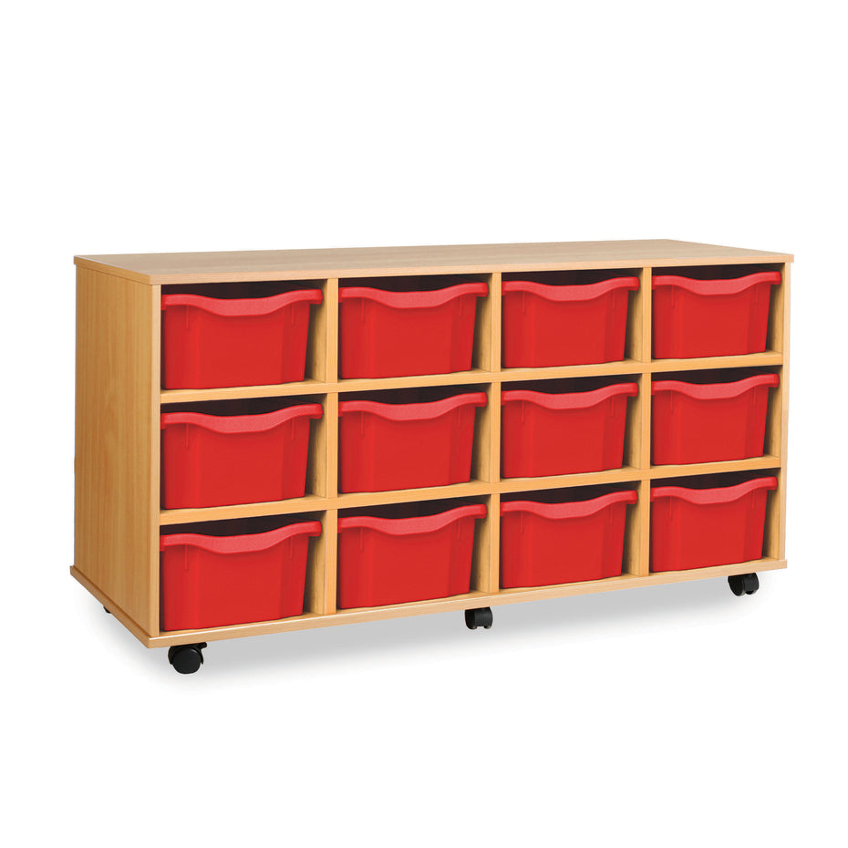 Monarch 12 double tray storage unit (4 x 3) - Red