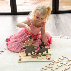 WOODEN SAFARI ANIMALS, PK10